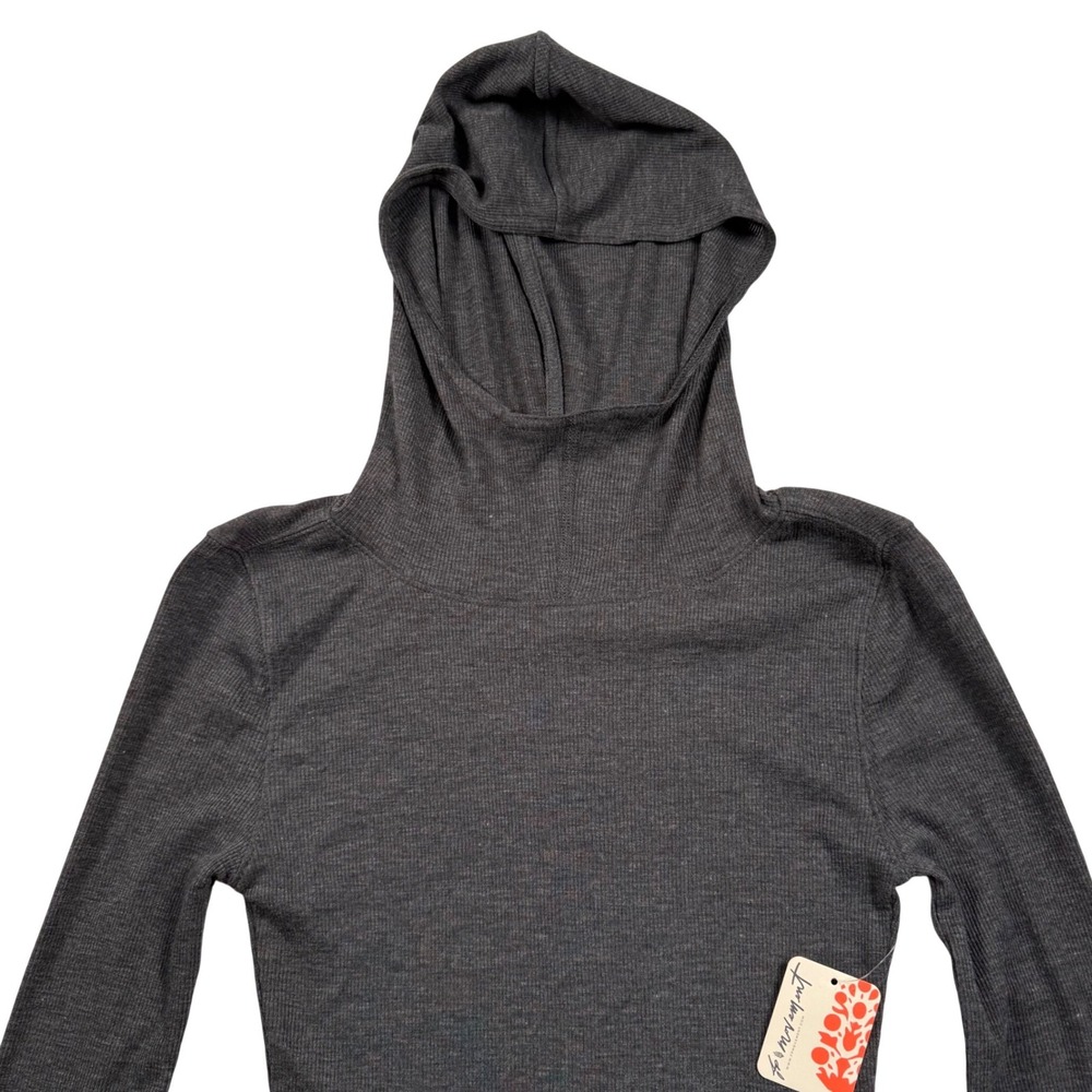 FP Movement Breathe Easy Long Sleeve Women XS Black Hoodie Shirt Ribbed New